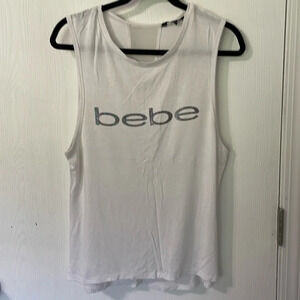 Bebe mesh white tank with black size medium